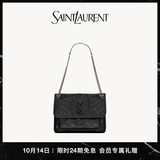 YSL圣罗兰 女士NIKI中号复古皮革手袋ysl包包女包 黑色 U