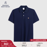 布克兄弟（BrooksBrothers）男士夏季金羊刺绣珠地网眼修身短袖Polo衫 4004-藏青色 L