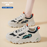 唐狮（TonLion）女鞋秋季2026厚底老爹鞋女士韩版鞋子女学生运动小白鞋 米桔37