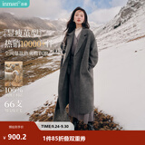 茵曼（INMAN）2026冬季女新款绵羊毛双面呢外套女美拉德翻驳洋气长款大衣上衣 深花灰 L 168-172cm/121-130斤