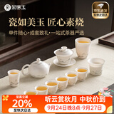 金镶玉温文杰老师手作 功夫茶具套装素烧羊脂玉瓷家用陶瓷礼物礼盒装 温文杰水墨远山羊脂玉瓷套装