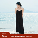 茵曼（INMAN）波西米亚吊带油画连衣裙女2026夏季新款度假裙子 黑色 M
