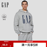 GAP男女装秋季logo印花抓绒宽松套头连帽衫卫衣786923 浅灰色 2XL (185/104A) 亚洲尺码