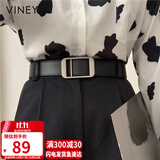viney牛皮女士皮带免打孔百搭腰带女装饰简约休闲学生裤带裙带生日礼物