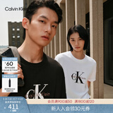 Calvin KleinJeans夏季男女情侣中性休闲通勤ck字母纯色纯棉宽松短袖T恤上衣