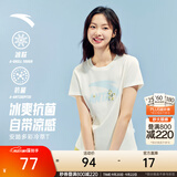 安踏冷萃T丨多彩短袖休闲百搭亲肤T恤女装夏季新款透气正肩运动上衣 【经典大logo】象牙白-1 | 3A抗菌 M /女165