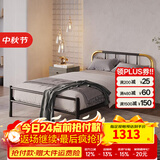 天坛家具铁艺床经典单双人钢木铁床现代环保简约小户型黑白色铁艺婚床 铁艺床（芝士白） 1.5*2.0m
