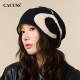 CACUSS帽子女冬季毛线帽套头冷帽保暖堆堆帽女士针织帽防风护耳 星夜