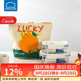 乐扣乐扣（LOCK&LOCK）清新玻璃保鲜饭盒三件套(630ml*1+380ml*1+便当包)LNG428S604白色