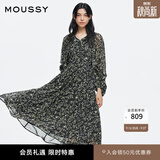 moussy 【刘亦菲同款】南法度假风碎花浪漫优雅连衣裙028ISX33-3711 020黑色 M