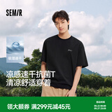 森马（Semir）短袖T恤男凉感抗菌吸湿速干遮热25春夏季新款印花针织上衣t恤男 黑色90001 XS