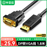 毕亚兹 DP转VGA转换线 主动式DisplayPort转VGA公对公转接线 电脑投影仪显示器高清视频连接线 1.8米