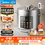 美的（Midea）0涂层高压锁鲜蒸电压力锅6L大容量电饭煲多功能一体电饭锅家用6-8人智能预约开盖火锅MY-E6010G