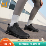 361°运动鞋男鞋秋季新品防泼水皮革面跑步鞋轻质耐磨革网透气黑色鞋子 曜石黑【皮革面防泼水】 40