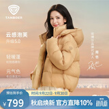 坦博尔泡芙羽绒服女短款可脱卸帽秋冬保暖厚外套TB5530520D松露橘粉165