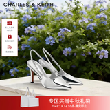 CHARLES&KEITH质感链条尖头高跟凉鞋子女鞋生日礼物送女友CK1-60280377 Silver银色 37 (235)