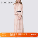 MeetMetro玛依尔法式仙女连衣裙女2026秋新款高端气质纯欲风裙子礼服长裙 藕粉 S