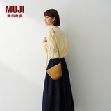 MUJI 纸编 斜挎包 包包女包 便携 单肩 编织包 小包 水桶状 浅棕色