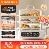 苏泊尔（SUPOR）电蒸锅25L大容量家用多功能三层电蒸箱澎湃速蒸透明可视蒸锅蒸鱼蒸屉蒸笼ZN32FC895