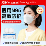 袋鼠医生N95医用防护口罩鱼嘴型一次性灭菌防尘雾霾独立装立体白色30只