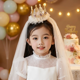 仕彩 生日头纱发箍小女孩生日礼物公主派对拍照道具氛围场景布置皇冠H