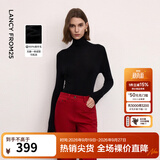 朗姿【C位针织 Basic衣橱 悦动系列】朗姿25纯羊毛针织衫秋冬新款女 黑色 M