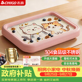 志高（CHIGO）炒酸奶机炒冰机冰淇淋机儿童自制炒冰板304钢六一儿童节礼物粉色【加大号带防尘盖】