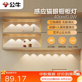 公牛（BULL）感应猫眼橱柜灯磁吸充电山丘光效展柜玄关氛围小夜灯 银40cm三色