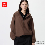 优衣库便携式防紫外线连帽外套女装防晒衣服格纹485672 485672/38深褐色(格纹款) M