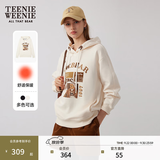 Teenie Weenie【加绒】小熊卫衣女春秋学院风宽松刺绣连帽卫衣上衣女 乳白色 M (165)