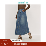 茵曼（INMAN）【100%棉】绣花衬衫女2026秋季女装新款白色立领休闲宽松长袖衬衣 牛仔蓝半身裙-18438189 M （裤子 27码）