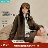 茵曼（INMAN）空气层短外套2026秋季女装新款复古美拉德宽松夹克 咖啡色 XL