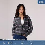Levi's李维斯26年秋季新款女士美式复古学院风休闲开衫针织衫毛衣 灰色条纹 M