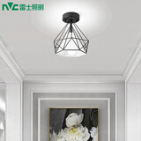 雷士（NVC）过道灯led玄关灯 北欧创意时尚水晶卧室餐厅灯过道走廊衣帽间门厅 胧月哑黑 镂空鸟巢-赠三色光源