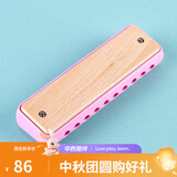 Hape儿童音乐玩具 木制蓝调口琴初学乐器 节奏感知 儿童礼物3-12岁 儿童布鲁斯口琴（睡莲粉）3-12Y