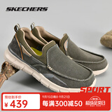 斯凯奇（Skechers）男鞋商务休闲鞋舒适一脚蹬轻便舒适时尚春季款复古帆布鞋