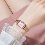 Spirra阿妈妮情人节礼物绿表手表女士简约气质小巧防水2025年新款方形 3017玫粉