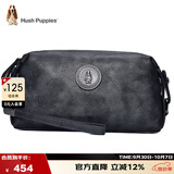暇步士（Hush Puppies） 手拿包包牛皮大容量休闲商务男包银灰色送男朋友生日礼物