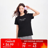 361°t恤衫女夏季新款潮流休闲宽松运动正肩上衣服短袖女装662629106-4