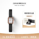 EMPORIO ARMANI阿玛尼手表女士 镶钻方表盘皮带石英女表生日礼物送女友AR11248