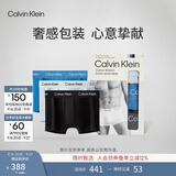 Calvin Klein内衣男士三条装ck低腰舒适棉质透气贴身防夹臀四角裤平角内裤男 U2664O5H1-太空黑/浅灰色/天空蓝 XL