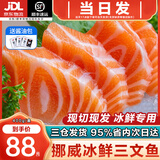 海泽鲜 挪威冰鲜三文鱼（大西洋鲑）生鲜三文鱼拼盘生鱼片 切片【纯中段】 400g 净重