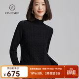 帕什羊绒衫女半高领100山羊绒秋冬厚款针织毛衣女PS-06 黑色 M (90-105斤)