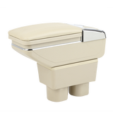 启辰D50/R50/R50X汽车扶手箱手扶箱免打孔中央通道护手箱改装扶手箱配件 简约款米(旋转单层无USB) 启辰D50