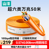 山泽超六类非屏蔽网线【0.57±0.008mm纯铜芯】CAT6A类万兆高速 工程家装网络监控POE箱线50米 U6A050