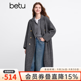 百图betu女装冬季新款毛呢外套西装领绵羊毛气质大衣外套2412X01 深灰 M