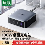 绿联100W氮化镓充电器套装多口pd/PPS快充头Type-C桌面插线板适用小米苹果18/17华为手机笔记本电脑