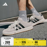 adidas 面包鞋 GRAND COURT BASE 00s休闲板鞋平底鞋男女阿迪达斯   矾土棕/黑色/汉玉白   40