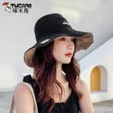 啄木鸟 TUCANO 遮阳帽子女小雏菊夏天韩版潮百搭大帽渔夫檐太阳遮脸防晒帽 黑色