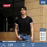 Levi's李维斯情侣同款美式复古简约休闲时尚宽松LOGO印花短袖T恤 黑色 002U3-0001 M